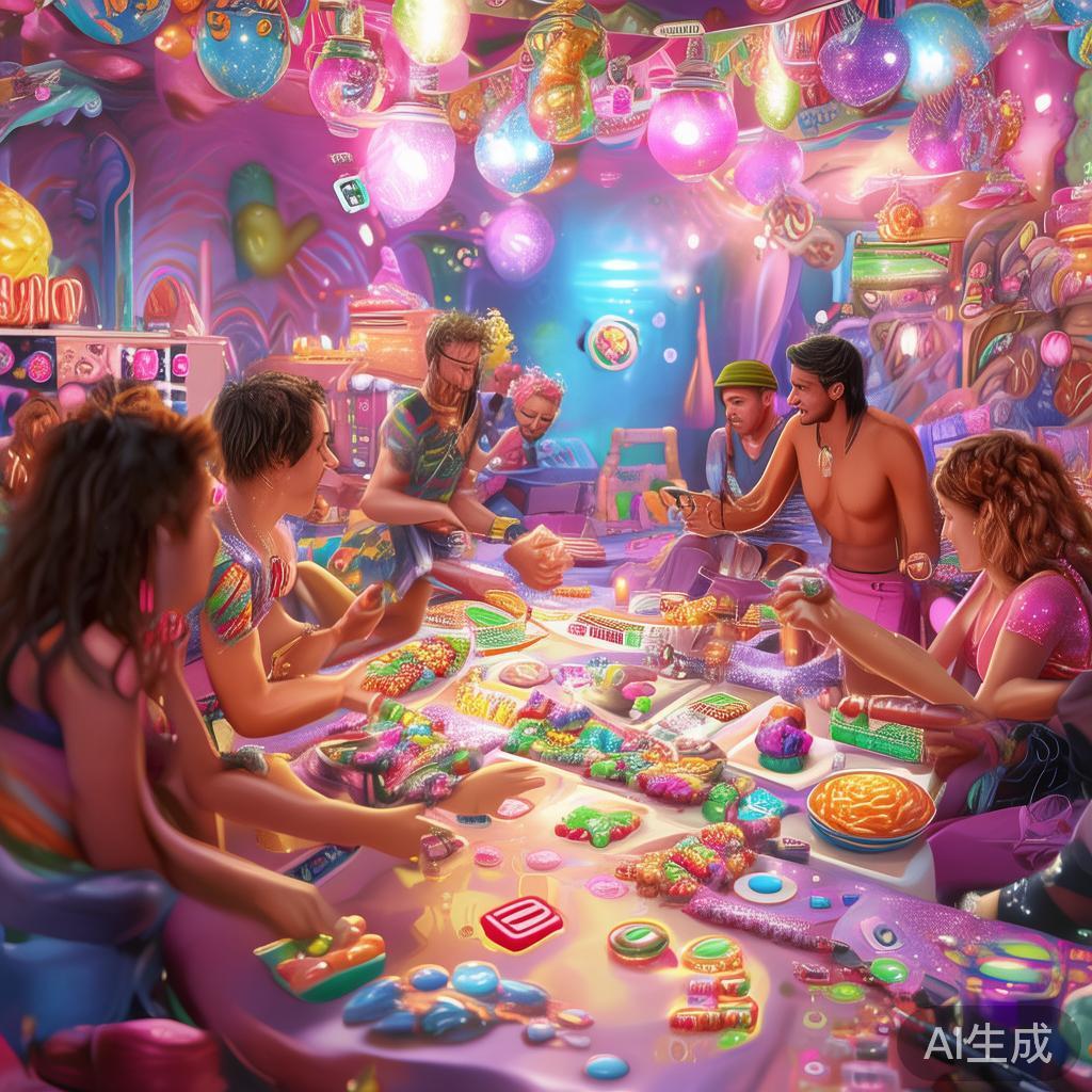 为了增强互动性，糖果派对引入了社交元素，允许玩家与