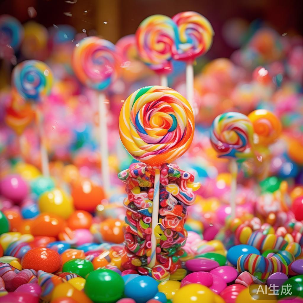 在盛大的糖果派对中，五彩缤纷的糖果和甜蜜的气息总能